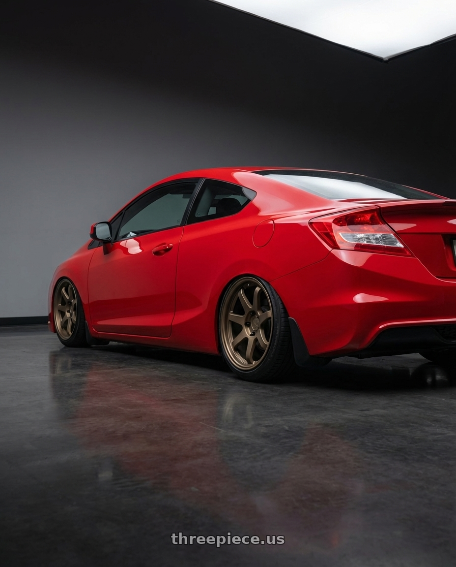 2011 Honda Civic Si with Aodhan AH09 5x114.3 18x9.5 +35 Matte Black wheels rear three quarter view slight stretch tires