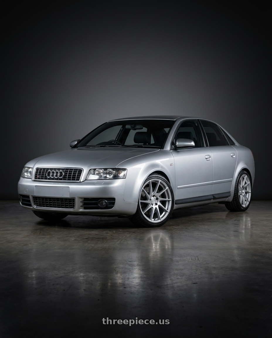 Silver 2005 Audi S4 with Aodhan AH09 5x112 18x8.5 +35 Gloss Silver Machined Face wheels