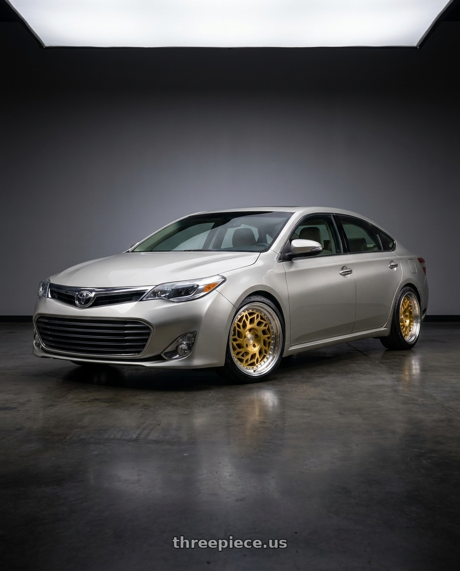 2013 toyota avalon with F1R R32 5x114.3 18x9.5 +35 Brushed Gold/Polish Lip wheels