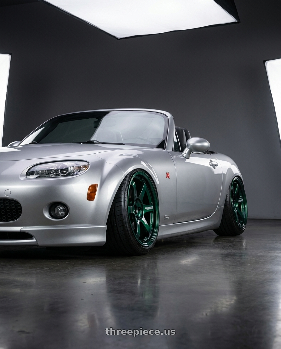 2007 Mazda Miata with Volk Racing TE37 SONIC 4x100 16x8+35 Racing Green wheels