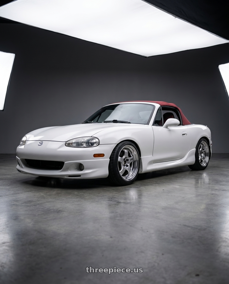 2003 mazda miata with Work Meister S1 2P 4x100 15x5.5+38 R Disk Silver wheels