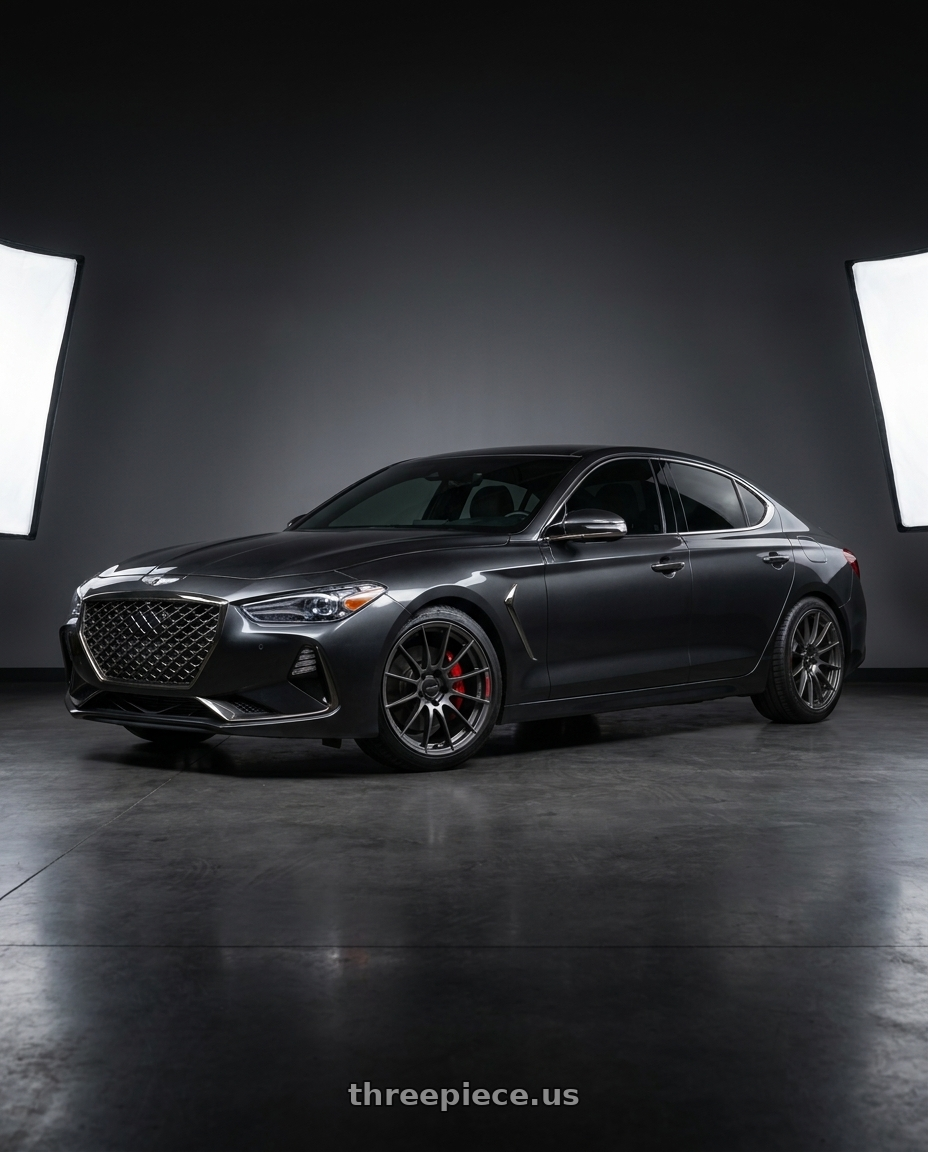 2019 Genesis G70 with Enkei RS05-RR 5x112 18x8.5+45 Matte Gunmetal wheels