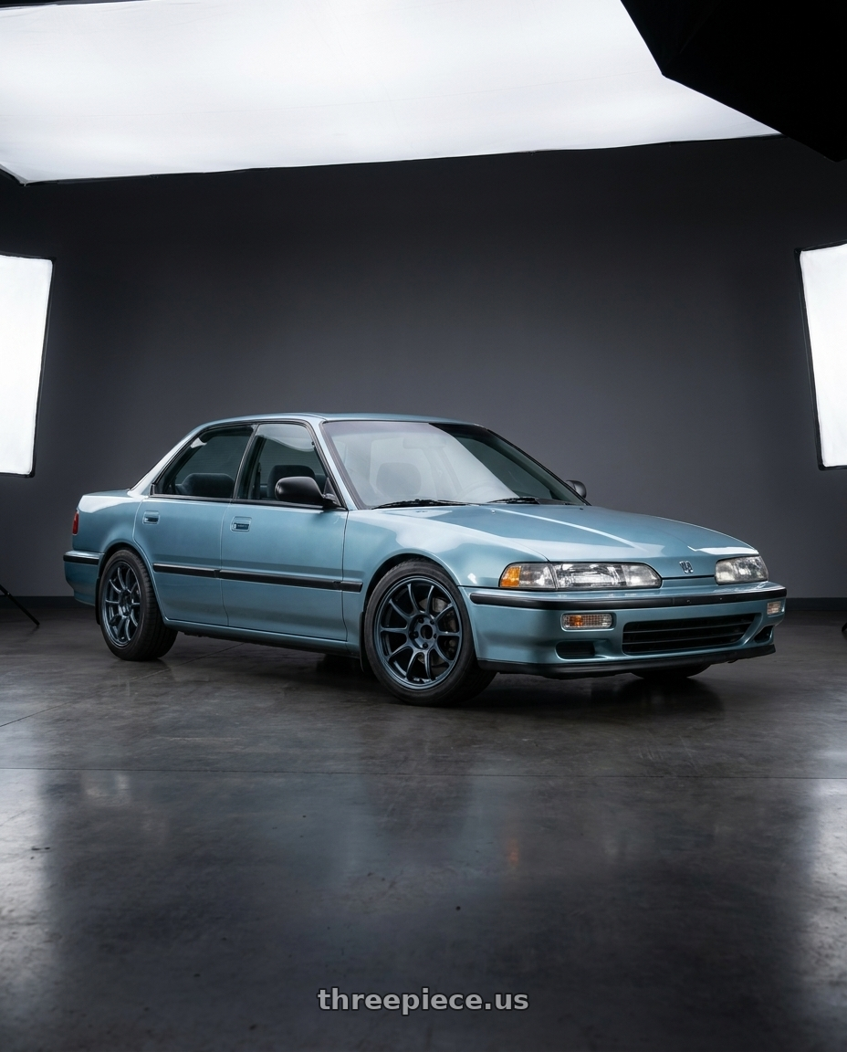 1990 Acura integra with Volk Racing ZE40 4x100 16x7+36 Matte Blue Gunmetal wheels