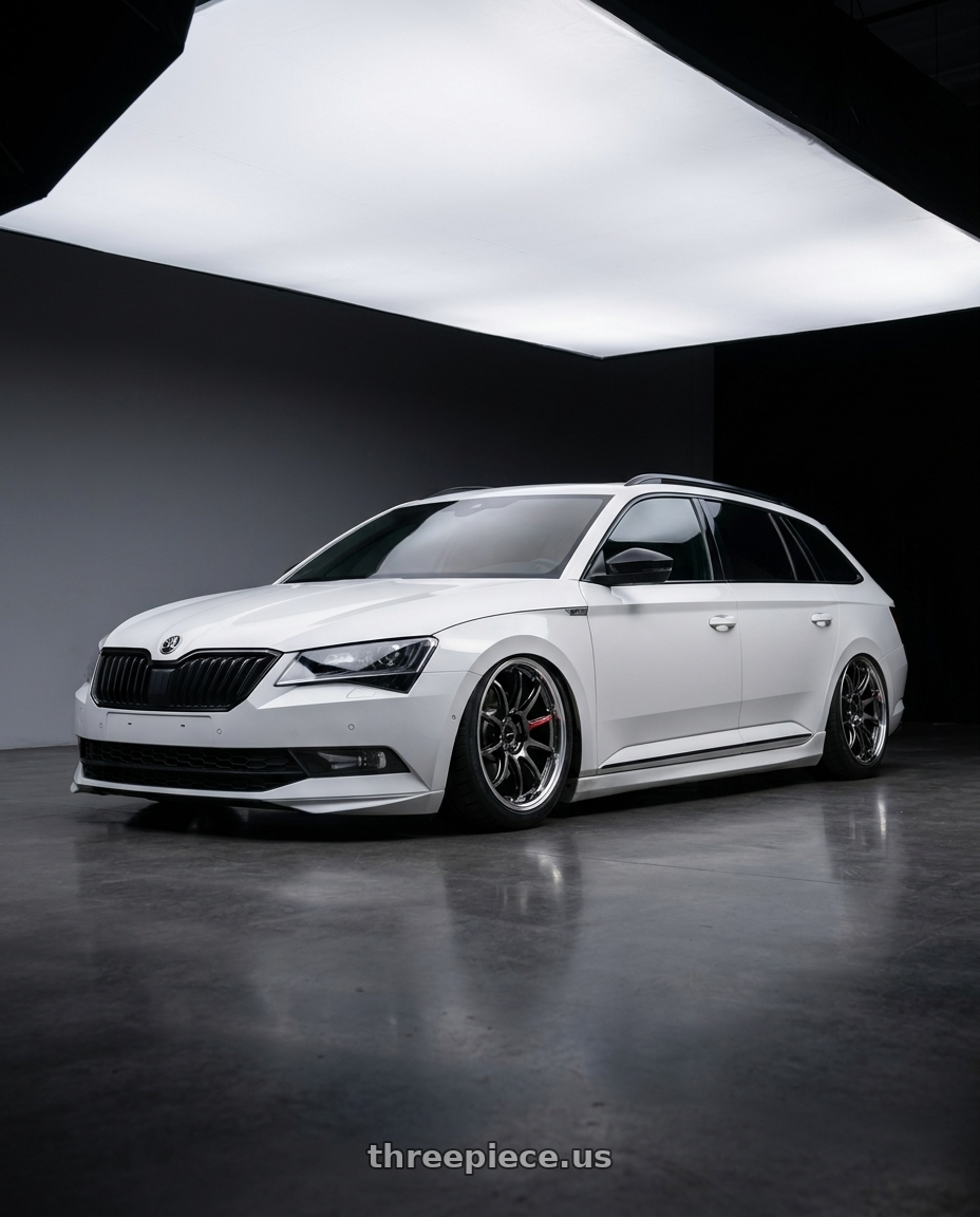 2019 Skoda superb with Work Emotion Zr10 4x100 15x5 +48 Glim Black Diamond Rim cut wheels