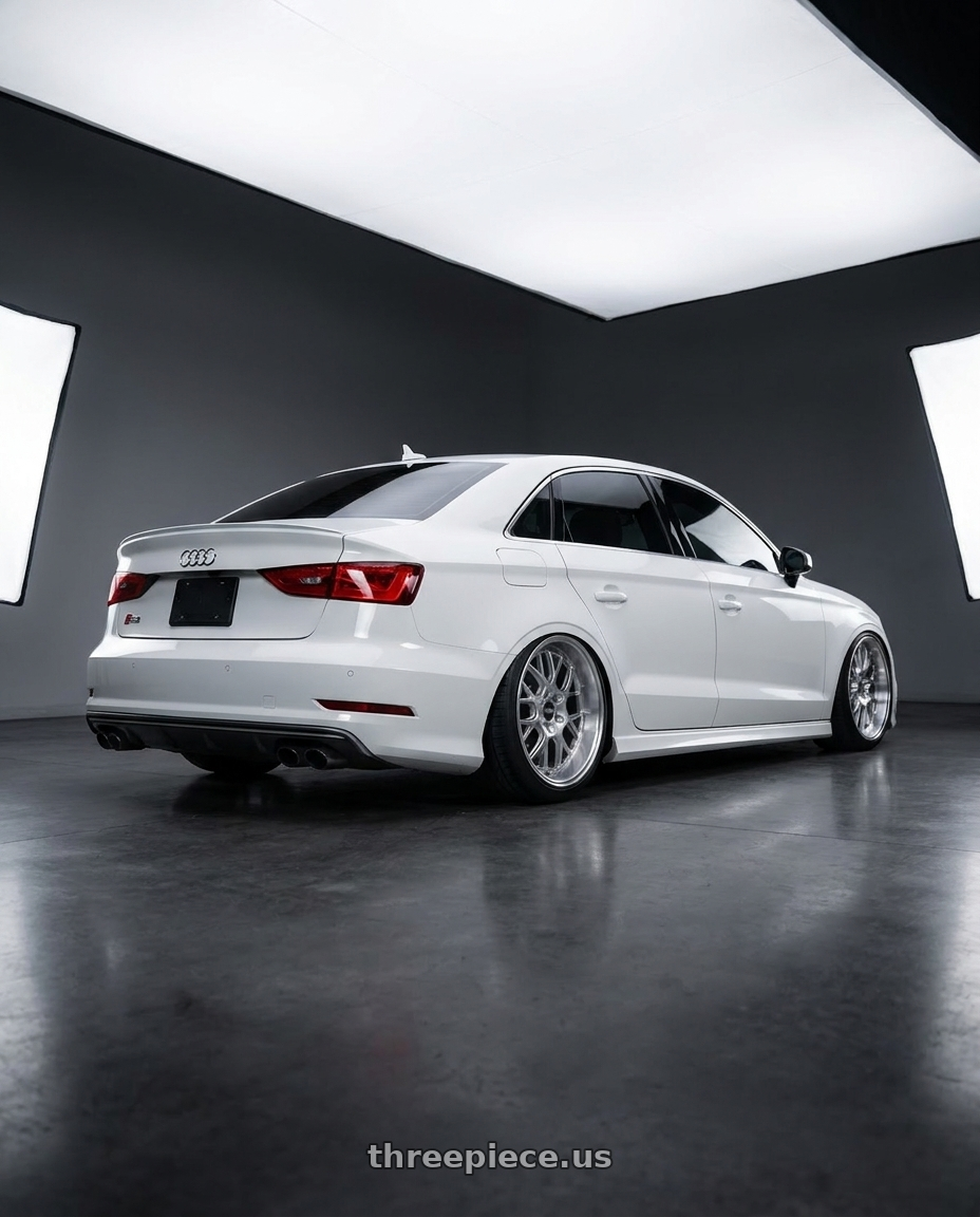 2016 audi s3 with ESR Wheels CS SERIES CS11 5x112 18x8.5 +35 Hyper Silver wheels rear three quarter view square tires