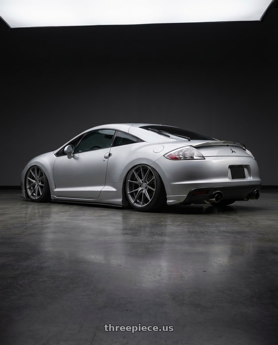 2010 Mitsubishi Eclipse with Niche 1PC M116 MISANO 5X114.3 19X9.5 +35 MATTE GUN METAL wheels rear three quarter view slight stretch tires