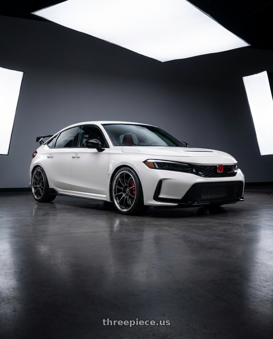 2025 honda civic type r  with Work Emotion Zr10 5x120 19x9.5 +30 Glim Black Diamond Rim cut wheels