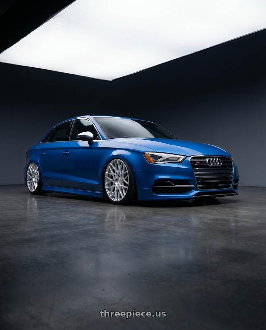 2019 Audi S3 8V with Rotiform 1PC R110 BLQ 5X112 19X8.5 +35 GLOSS SILVER MACHINED wheels