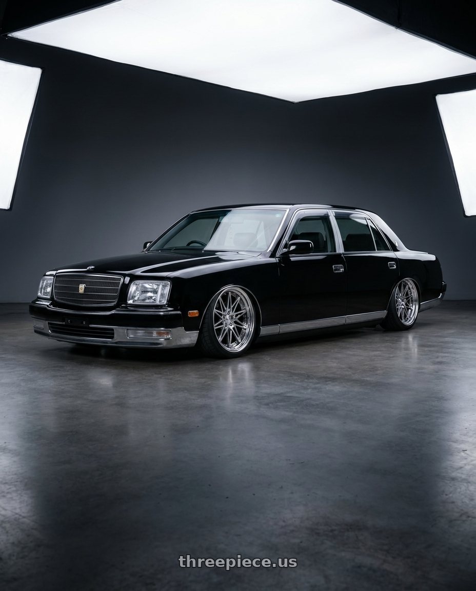 1997 Toyota Century with Work Schwert Sg1 5x114.3 19x9.5+30 A Disk Glim Silver wheels