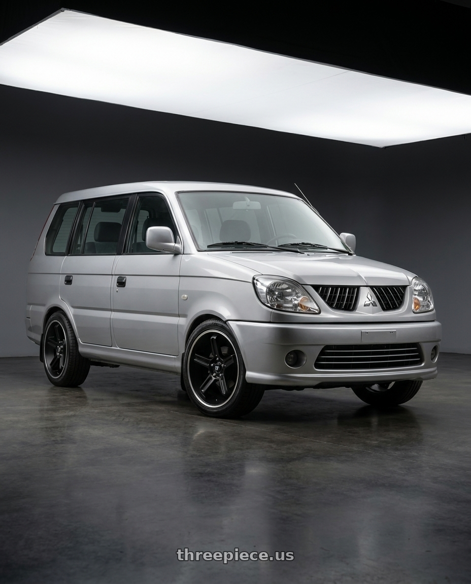 2007 Mitsubishi Freeca with Motegi MR122 4X100/4X114.3 18X9 +45 SATIN BLACK W/ MACHINED STRIPE wheels