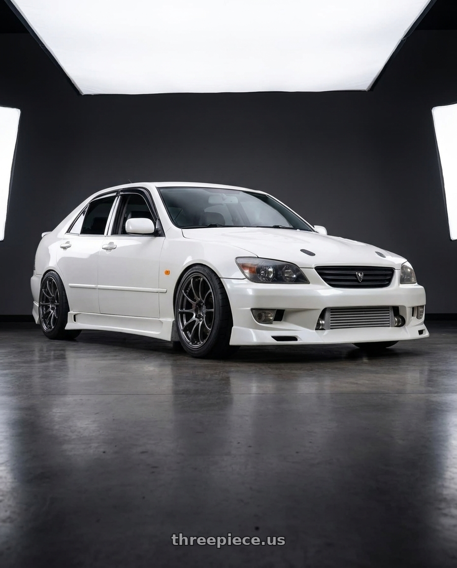 2001 Lexus IS300 pearl white with Enkei NT03+M 5x108 18x9.5+40 Gunmetal wheels