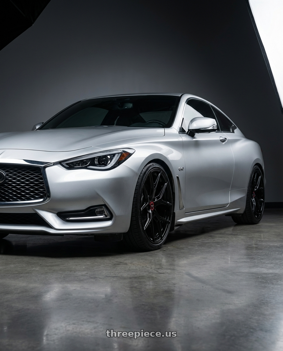 2020 Infiniti Q60 with Vossen HF-5 19x9.5 / 5x114.3 / ET40 / Deep Face / 73.1 - Gloss Black Wheel - HF5-9N63 wheels