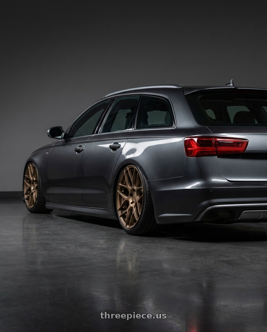 2016 Audi S6 C7 with Aodhan AFF2 5x112 20x10.5+35 Matte Bronze wheels rear three quarter view slight stretch tires