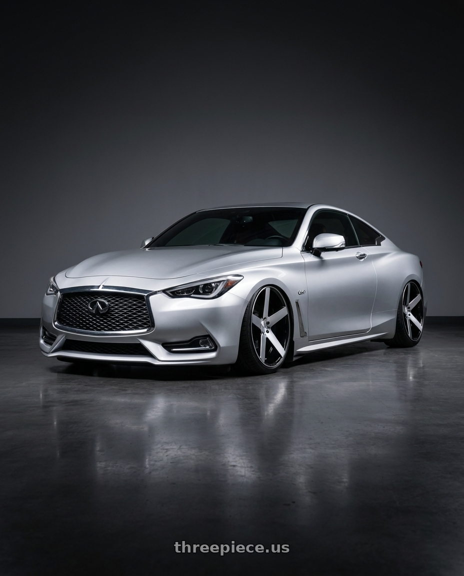 2017 Infiniti Q60 with Status EMPIRE 5X115 22X9.5 +15 GLOSS BLACK W/ MACHINED FACE wheels