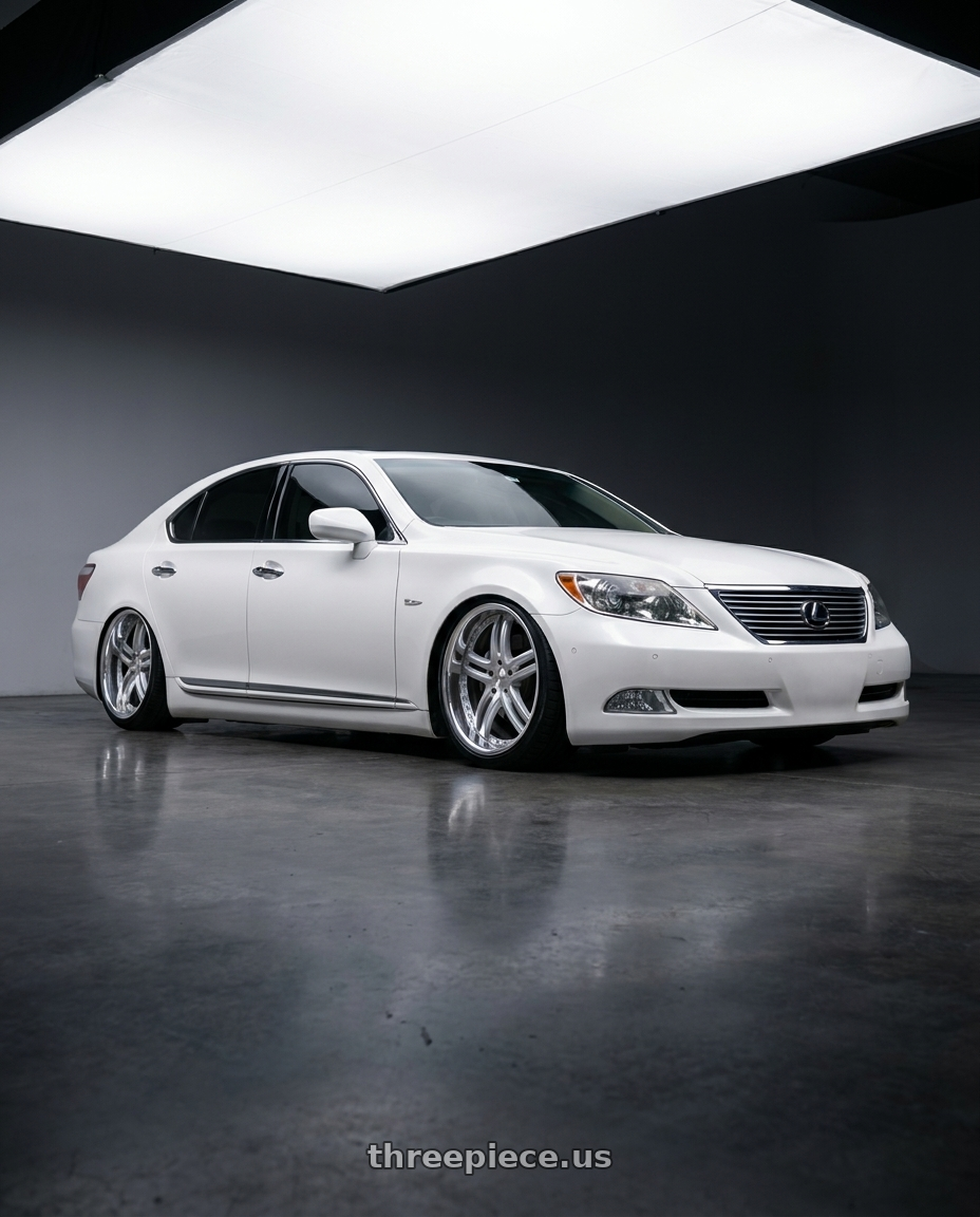 2011 Lexus LS460 with XIX Wheels XIX 15 5x108 20x10 +40 Silver Machined with Stainless Steel Lip wheels
