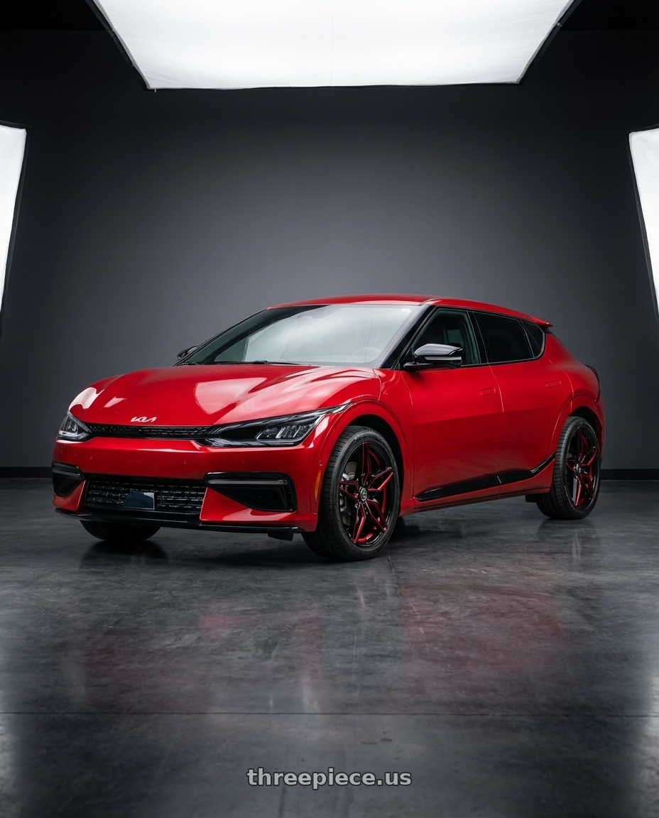 2024 kia ev6 with MARQUEE WHEELS M3259 5x120 18x9+38 BLACK / RED MILLING wheels