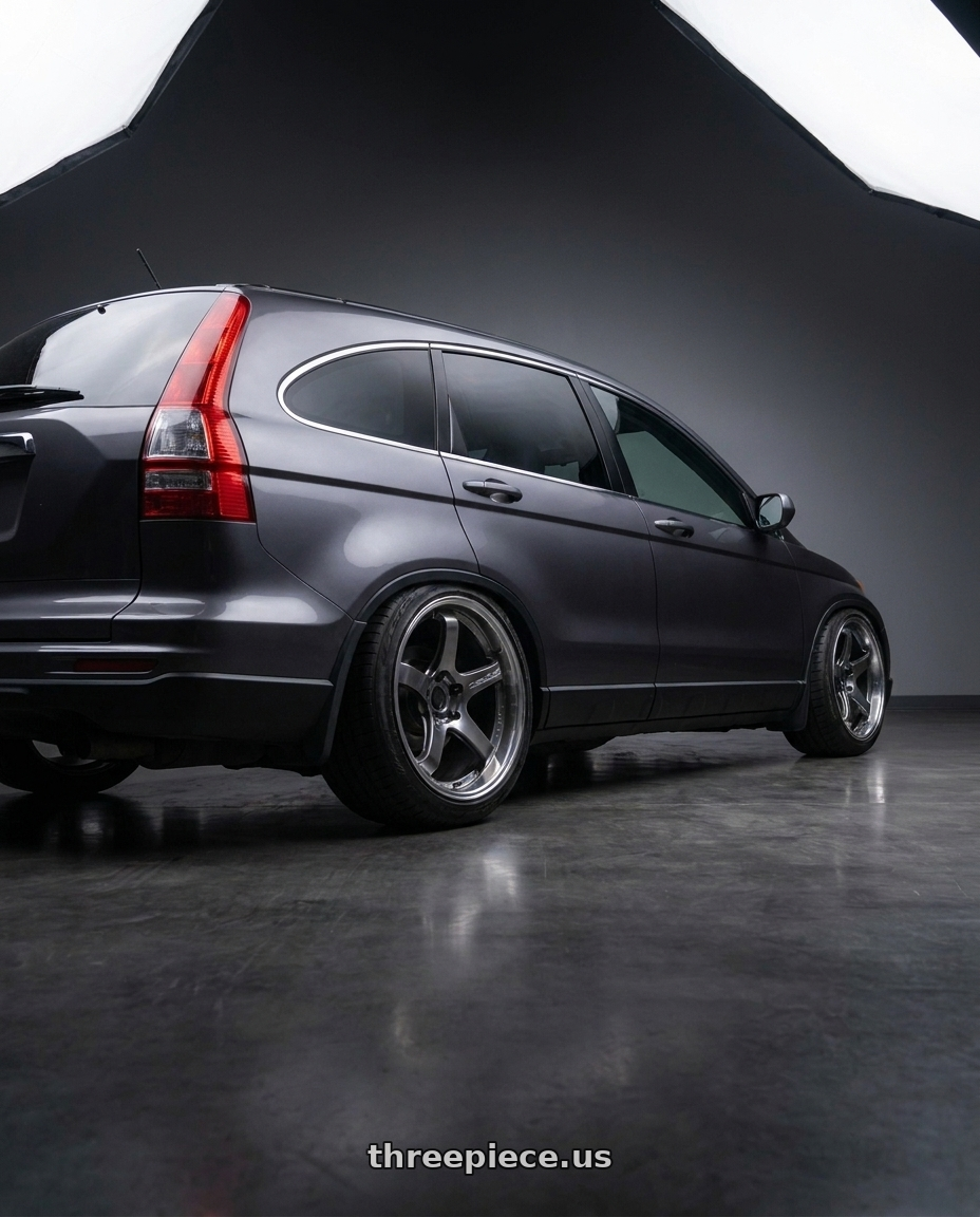 2010 Honda CRV Work Equip with Work Equip E05 5x108 19x10.5+-11 a disk 3d Chrome wheels rear three quarter view meaty tires
