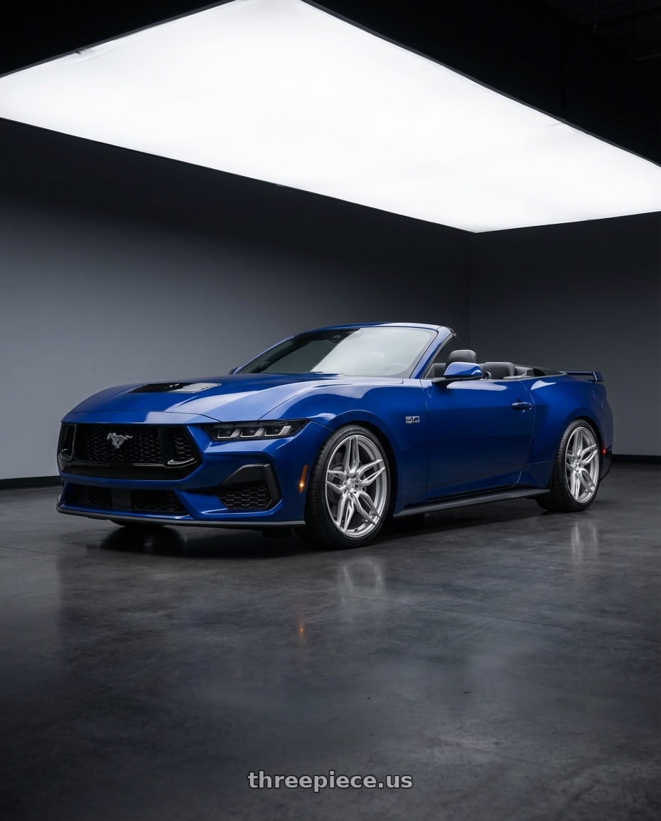 2024 Ford Mustang Gt Atlas Blue convertible  with ADV.1 ADV005 5x130 21x9 +46 Platinum wheels