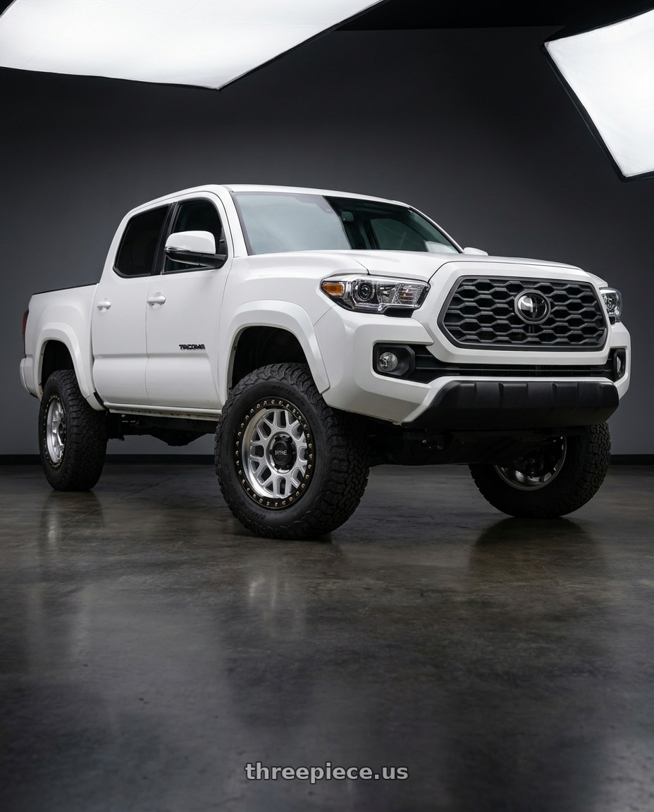 2023 Toyota Tacoma sr5 white  with KMC KM549 GRS 6X139.7 17X9 -12 MACHINED WITH SATIN BLACK LIP wheels