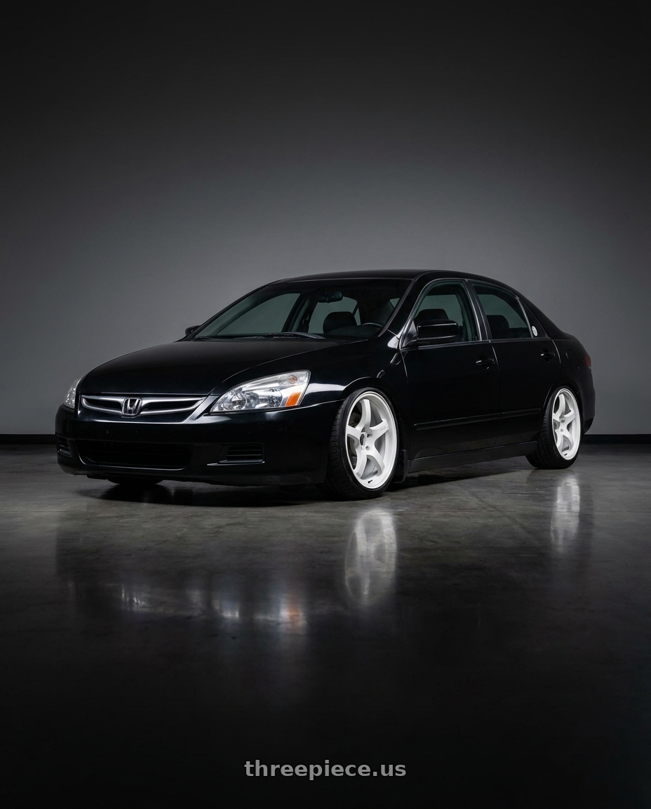 2005 honda accord black  with Gram Lights 57CR 5x114.3 15x8+35 Ceramic Pearl wheels