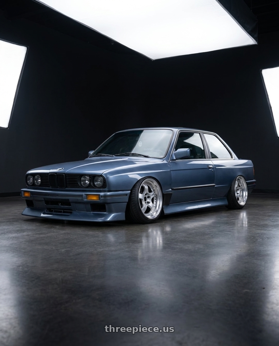 1989 BMW 325i with Work Meister S1 3P 4x100 17x8.5+29 W Disk Silver wheels