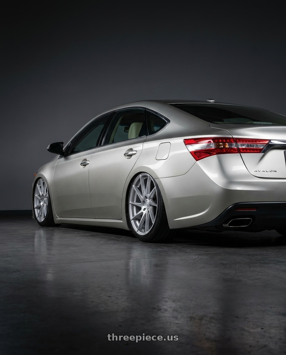 2013 toyota avalon with Aodhan AH09 5x114.3 18x8.5 +35 Gloss Silver Machined Face wheels rear three quarter view square tires