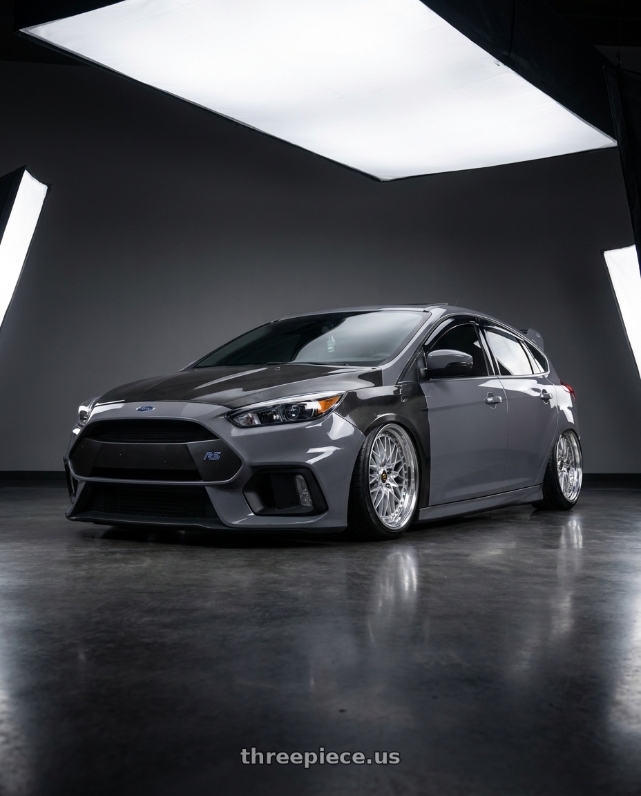 2017 Ford Focus RS with Work Vs-Xv 5x108 18x10+20 O Disk Silky Rich Silver wheels