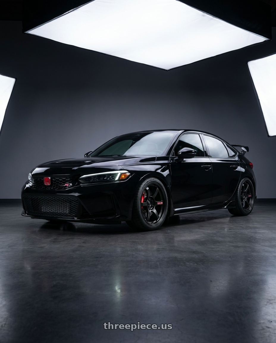 2023 civic type r with Gram Lights 57DR 5x120 18x9.5 +38 SEMI GLOSS BLACK wheels