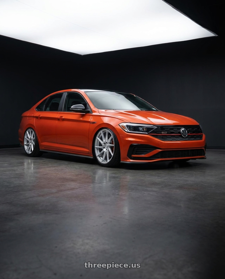 2023 Volkswagen Jetta GLI MK7 with Aodhan AH09 5x112 18x8.5 +35 Gloss Silver Machined Face wheels