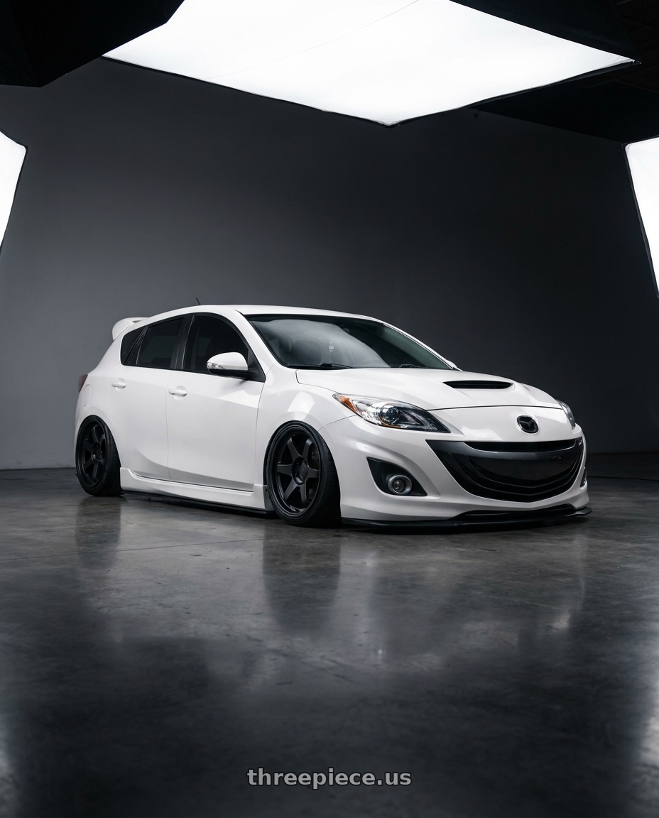 2012 Mazda Mazdaspeed3 with ESR Wheels APEX SERIES AP6 5x114.3 18x9.5 +22 Matte Black wheels