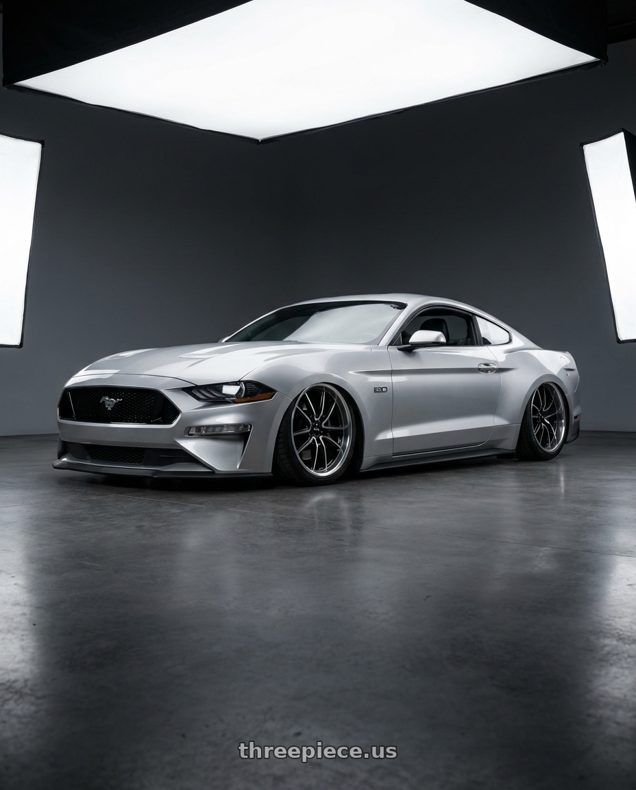 2018 Ford mustang with Foose 1PC F150 OUTCAST 5X114.3 20X10 +40 GLOSS BLACK MILLED wheels