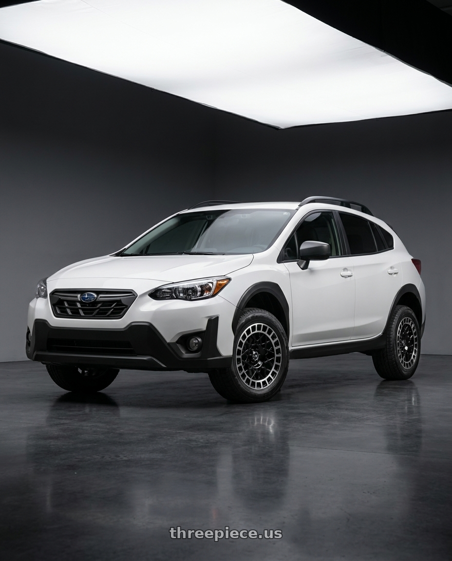2022 Subaru Crosstrek Sport fitted with Vision Street-Designs 349 Savage 5x100 15x7+15 Gloss Black Machined Lip $175.86 wheels