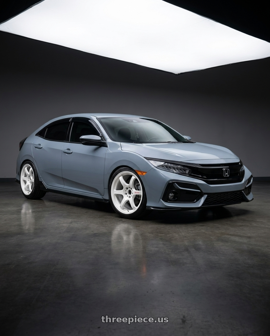 2021 Honda Civic sports hatchback with Gram Lights 57DR 5x114.3 18x9.5 +38 CERAMIC PEARL wheels