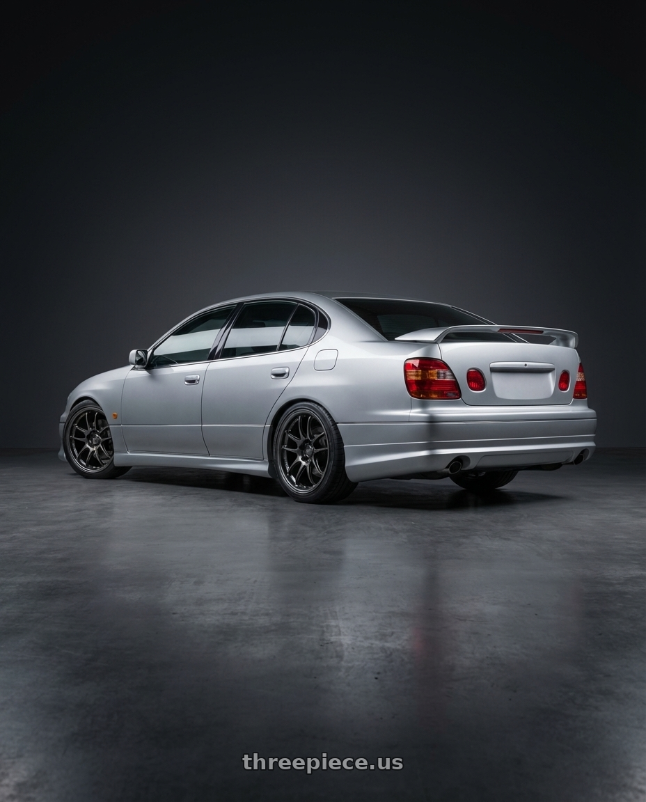 1997 Toyota Aristo Vertex with Enkei PF01EVO 5x114.3 18x9.5+22 SBK wheels rear three quarter view square tires