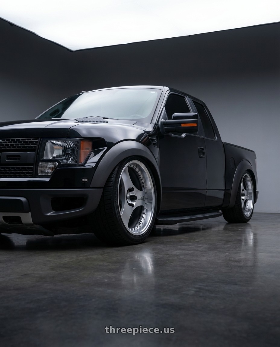 2010 F150 Raptor  with Advan Racing ONI2 PROGRESSIVE 5x114.3 20x11.0 +15 MACHINING & DIAMOND CUT wheels front three quarter view stanced stance