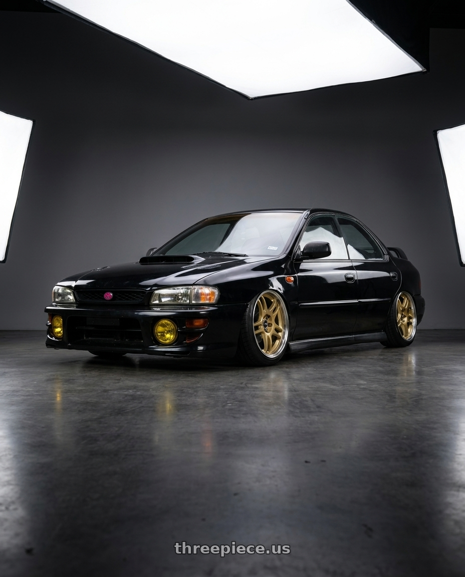 1998 Subaru Impreza GC8  with Motegi MR158 TSUBAKI 5X100 18x8.5 +30 MOTORSPORT GOLD W/ MACHINED LIP wheels