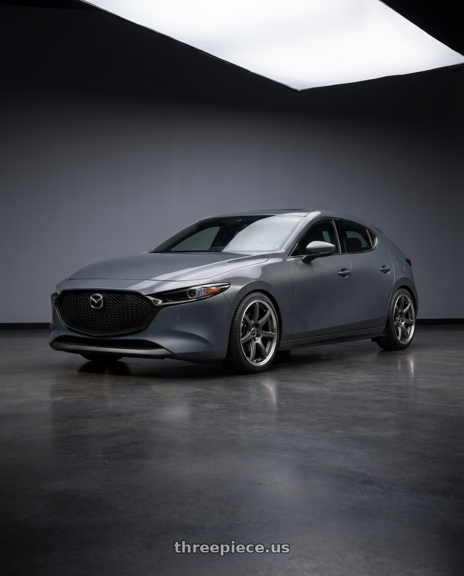 2025 mazda 3 hatch turbo premium plus, grey with Work Emotion T7R 2P wheels