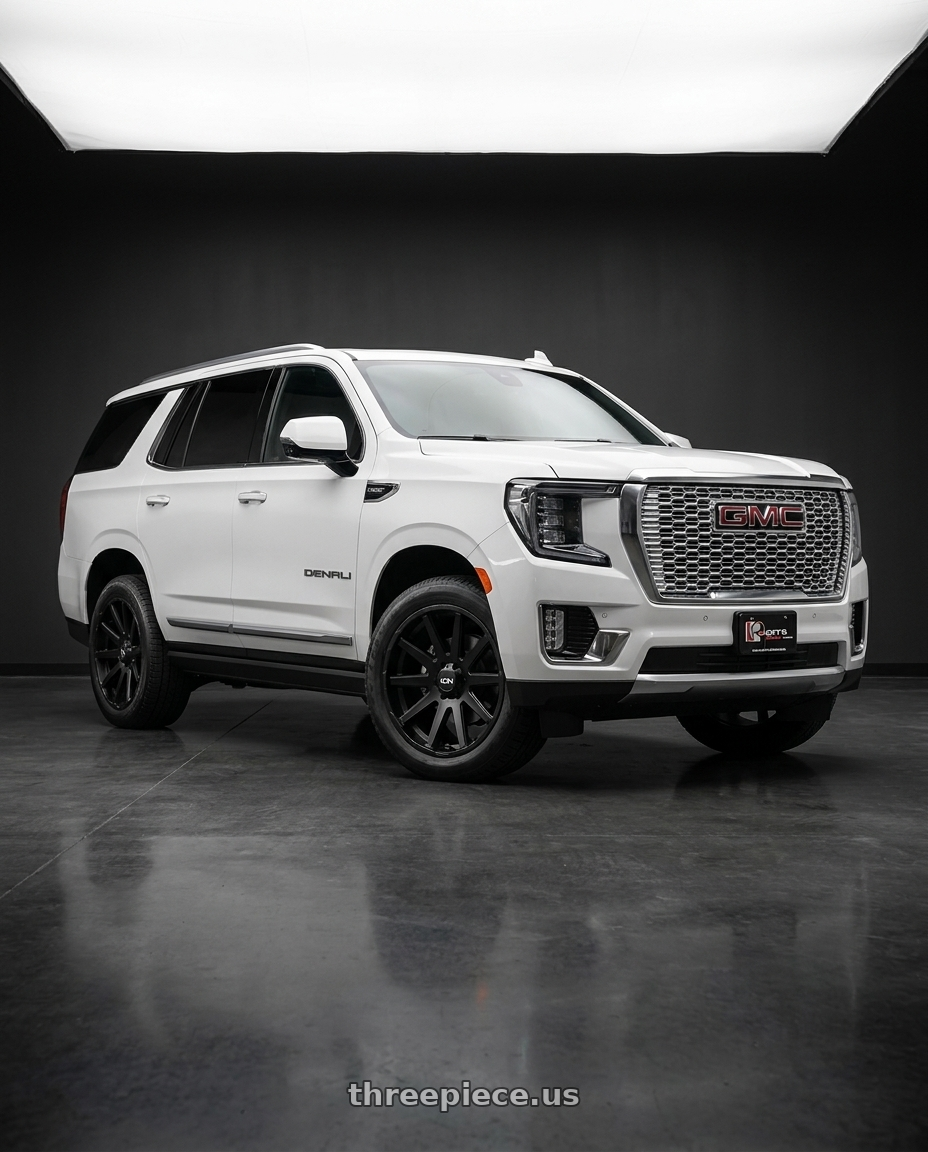 2021 GMC Yukon Denali with Ion Type 143 6x139.7 20x9+0 Matte Black wheels