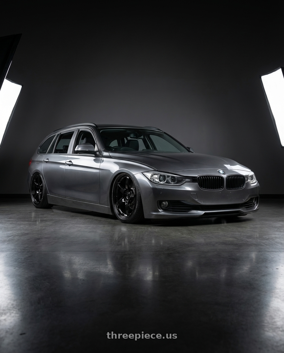 2016 BMW 3 Series F30 with Gram Lights 57CR 5x120 19x9.5+35 Glossy Black wheels