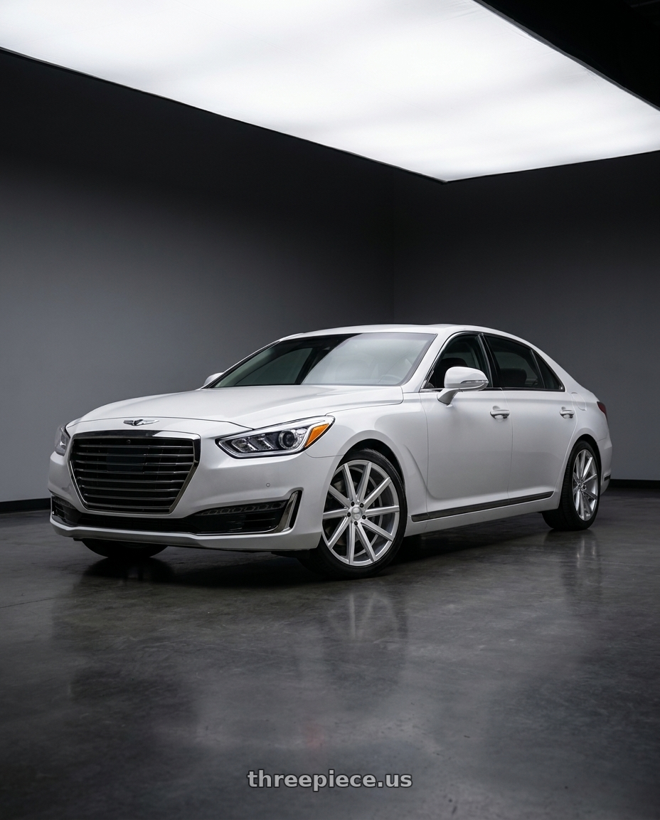 2018 genesis g90 ultimate with Strada Sega 5x114.3 20x8.5 +35 Silver Machined wheels