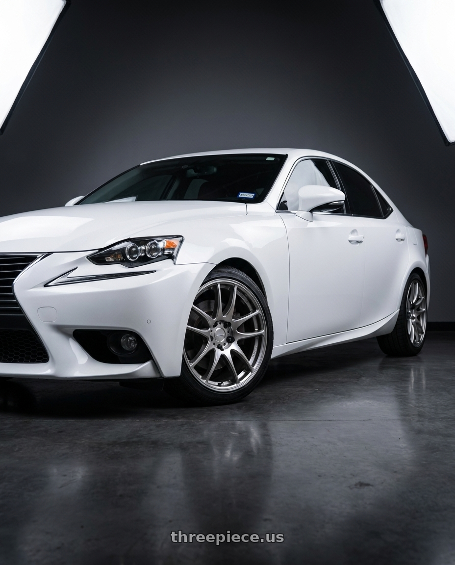 2016 lexus is 200t base with Work Emotion Cr Kiwami 5x114.3 18x8.5 +38 Gt Silver wheels