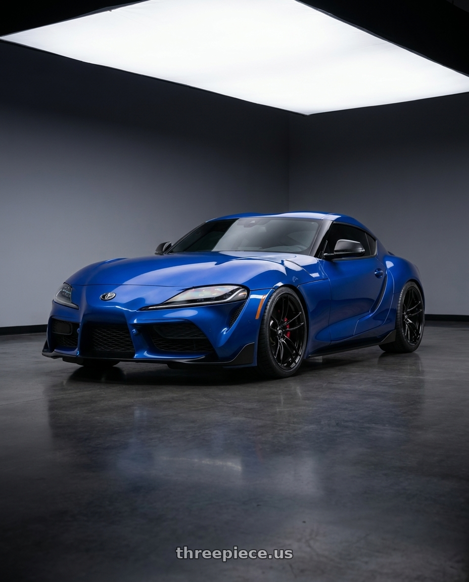 2023 toyota gr supra stratosphere with P51 Wheels 101RF 5X114.3 19x11.5 +56 Gloss Black wheels