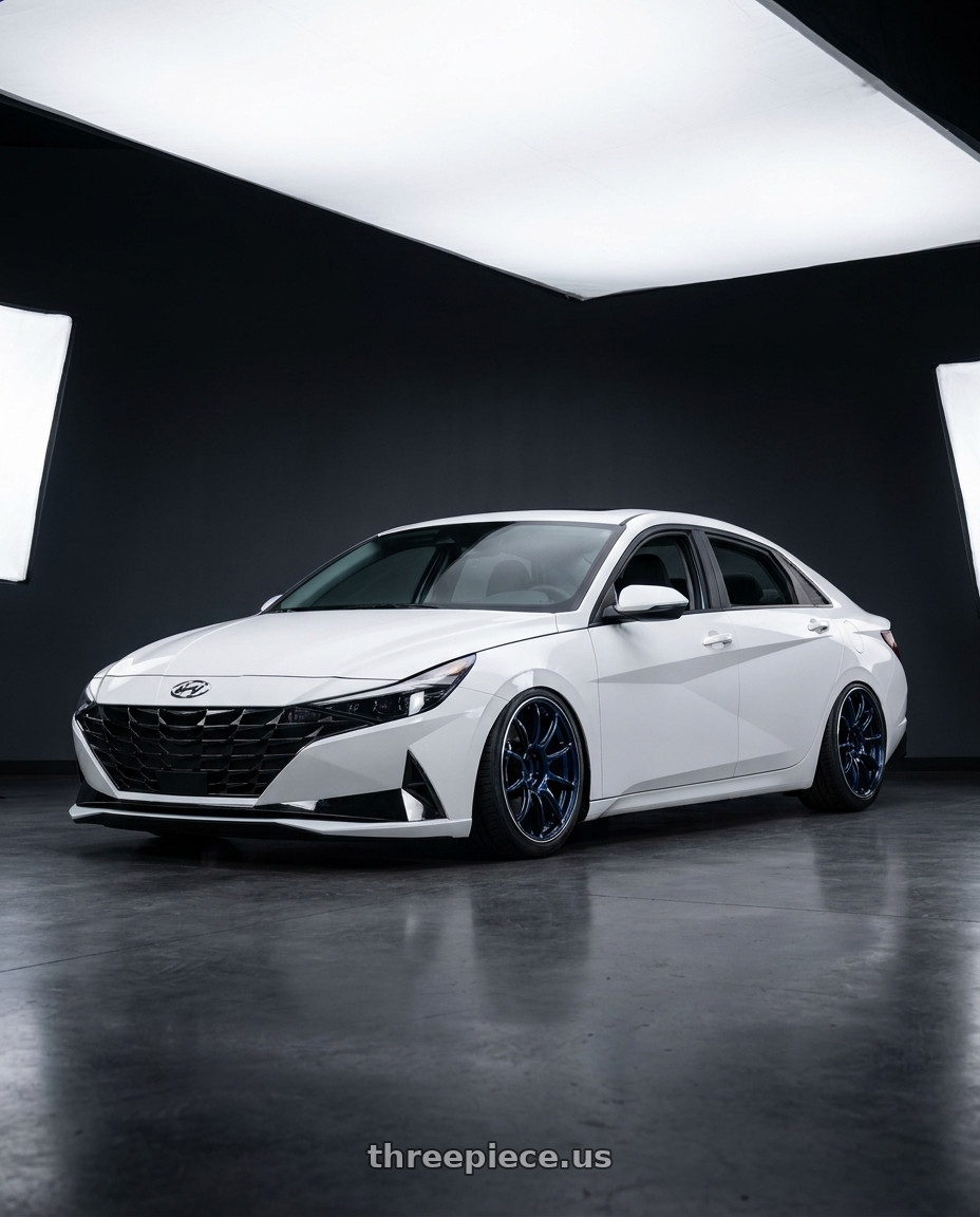 2024 Hyundai Elantra N with Advan RZ II 5x114.3 19x10+25 Racing Indigo Blue and Ring wheels