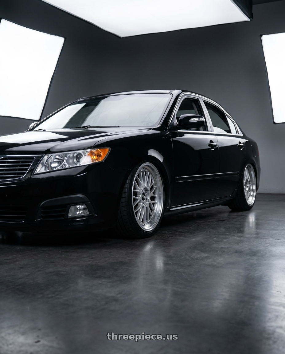 2007 Kia optima Black with BBS LM 5x114.3 17x7.5+38 Diamond Silver wheels