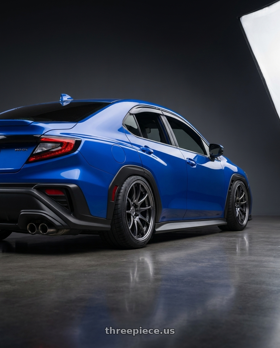 2023 subaru wrx with Work Emotion CR2P wheels rear three quarter view meaty tires
