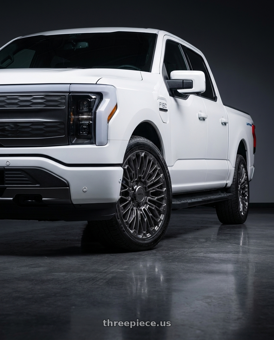 2022 Ford F150 Lightning with RTX Chaos 6x135 22x9 +18 Hyper Black wheels