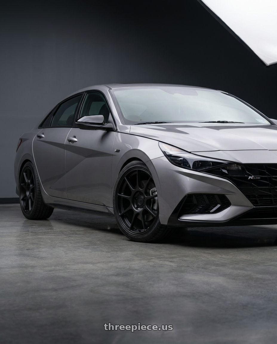 2023 Hyundai Elantra n line with Motegi MR138 5X114.3 18X8 +38 SATIN BLACK wheels