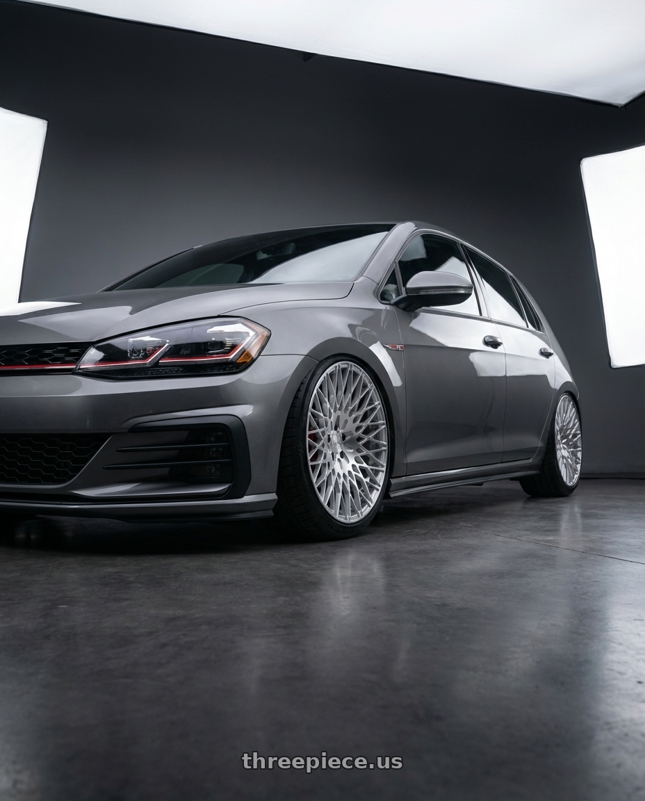 2019 Volkswagen GTI MK7 with Avant Garde Wheels M540 5X112 18x9 +48 Silver Machined wheels
