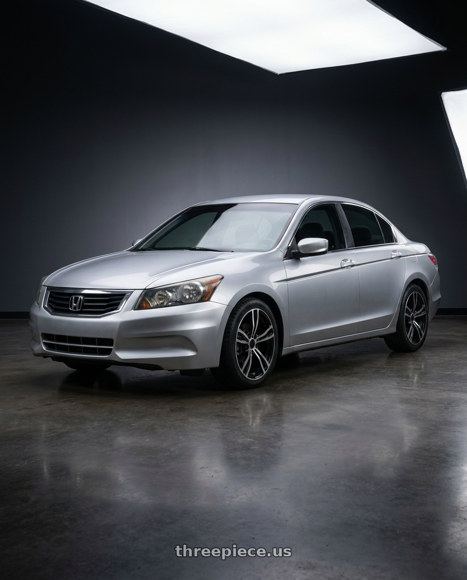 2010 Honda accord with REPLICA WHEELS R5056 5x120 18x8+35 BLACK / MACHINED wheels