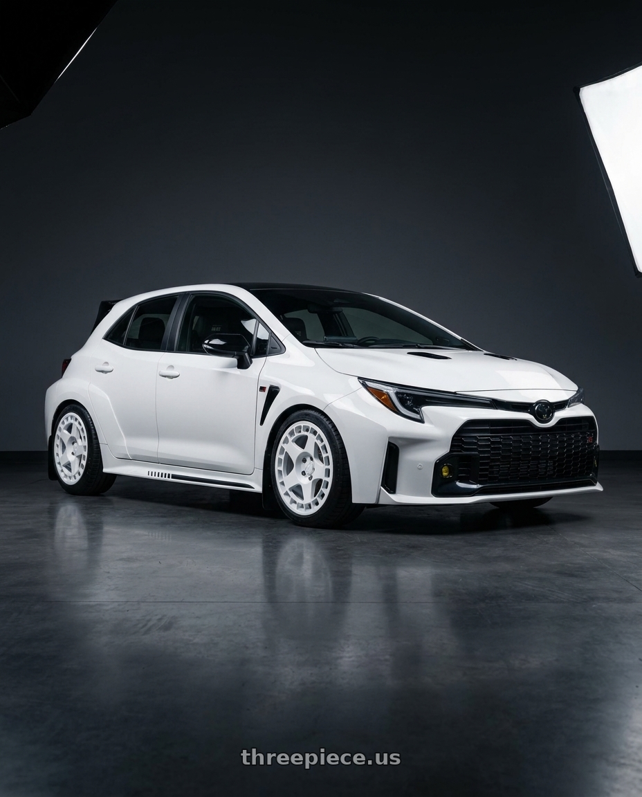 2026 Toyota GR Corolla with ESR Wheels APEX SERIES APX01 5x114.3 18x8.5 +30 Gloss White wheels